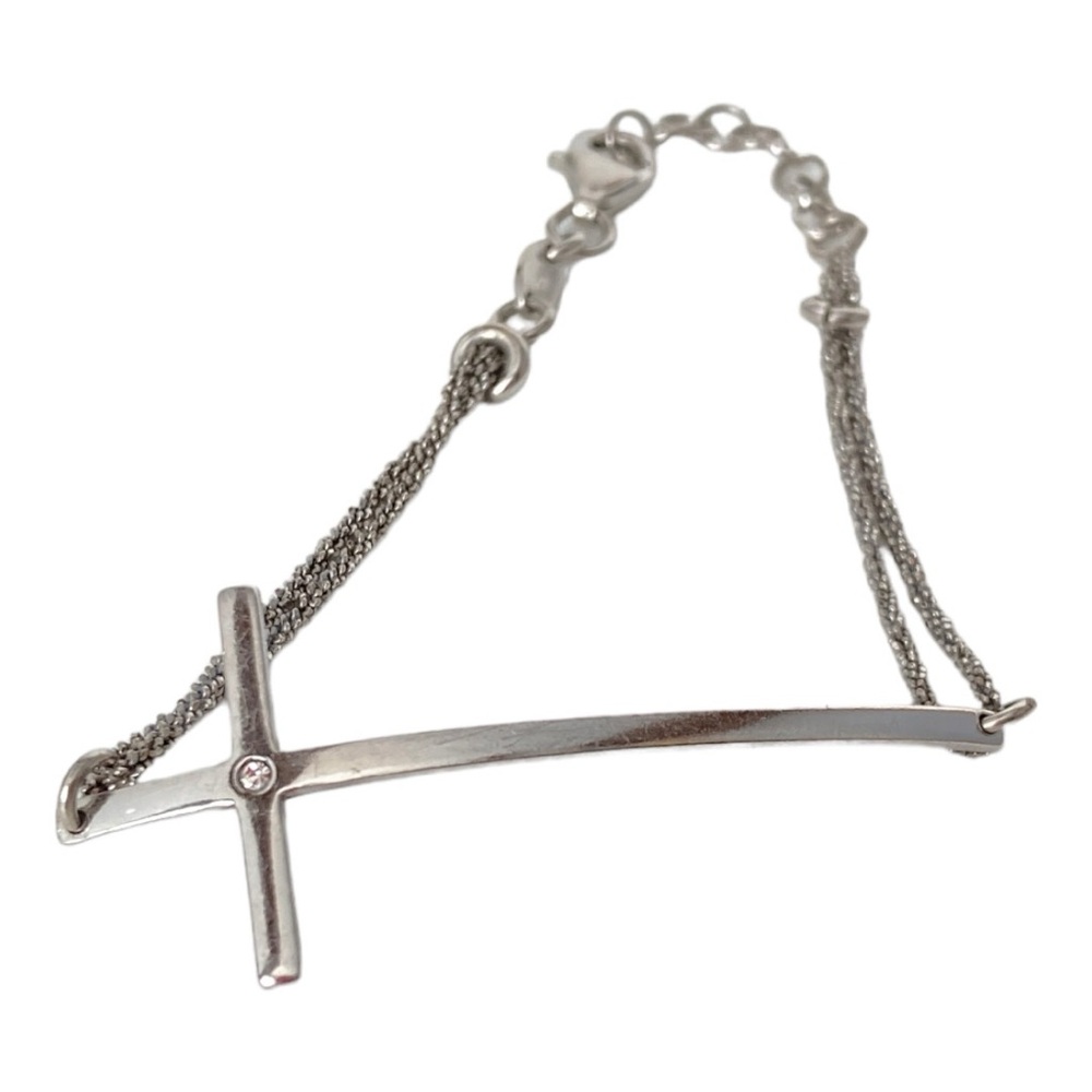Sterling Silver Cross Bracelet 7.5”